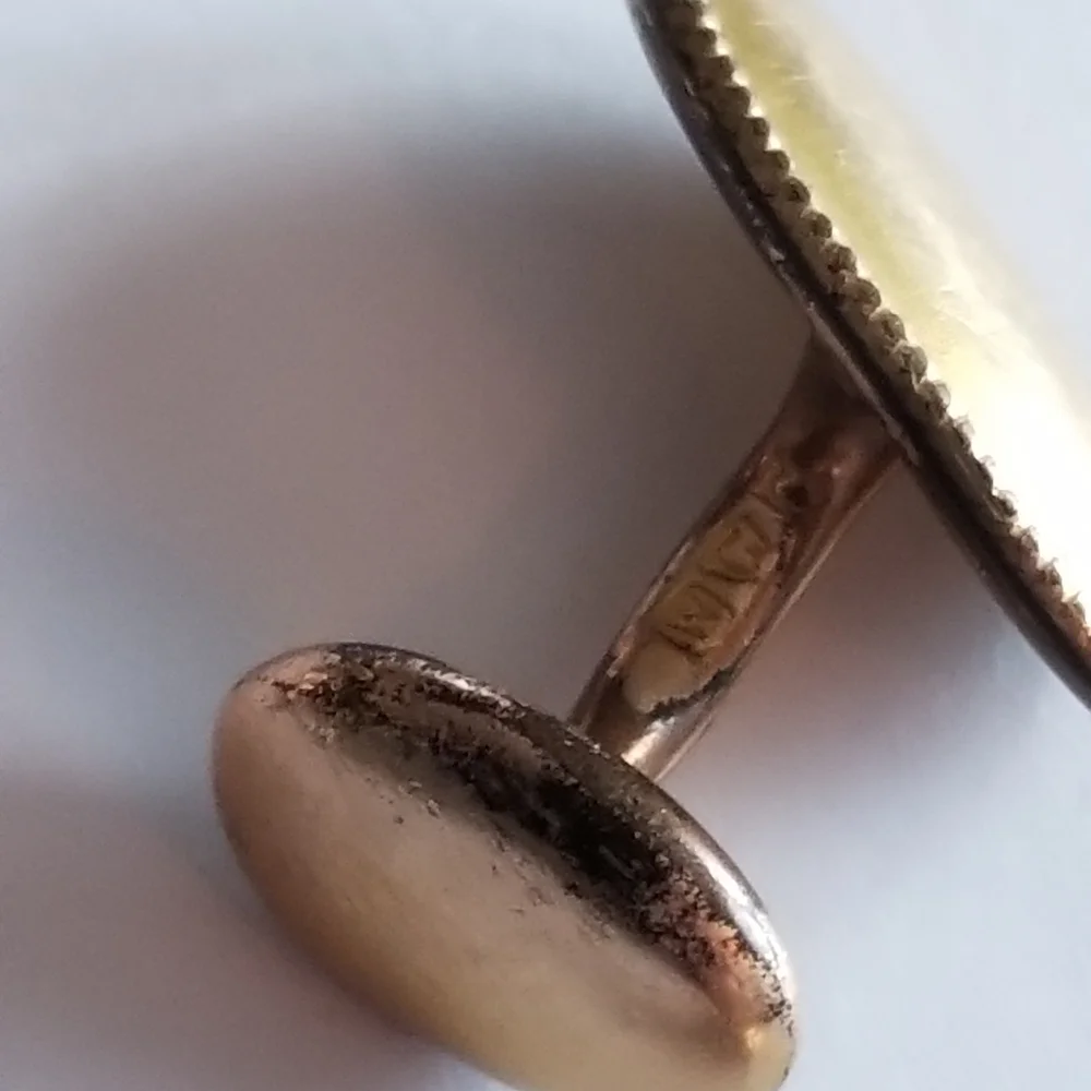 Antique cufflinks by W.G. Clark & Co gold tone Edwardian bean back WGC